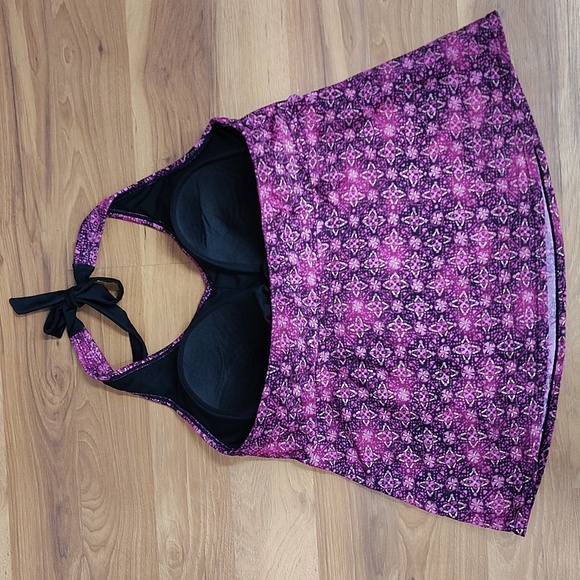 Merona Plus Size Ladies Swim Top,  16W Black and Purple,  Swim Top - Picture 5 of 6